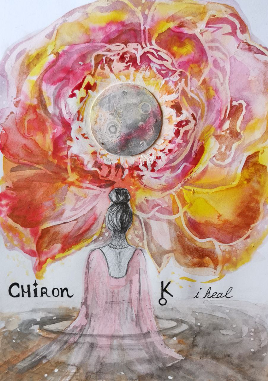 chiron femme devant une planète